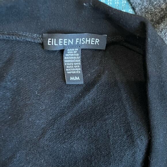 Eileen Fisher Cardigan Medium Black Tencel Zip System Stretch Minimal Sweatshirt - Picture 7 of 8